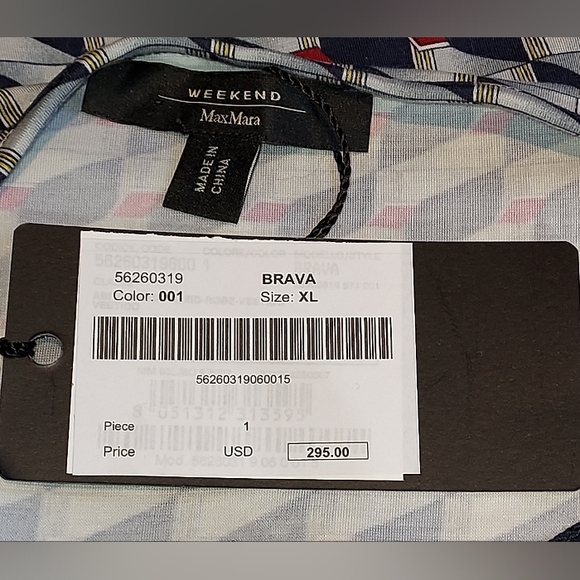 Weekend MaxMara Multi Color Geometric Print 3/4 Sleeve Midi Dress NWT - Picture 2 of 6